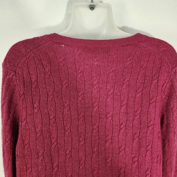 Ann Taylor LOFT Sweater Large Wool Rabbit Blend Cable Knit V Neck Pink Pullover - Picture 12 of 12